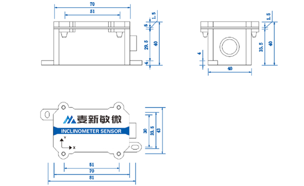 inclination sensors Dimensions