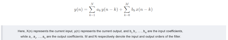 IIR filter difference equation structure IIR filter difference equation structure